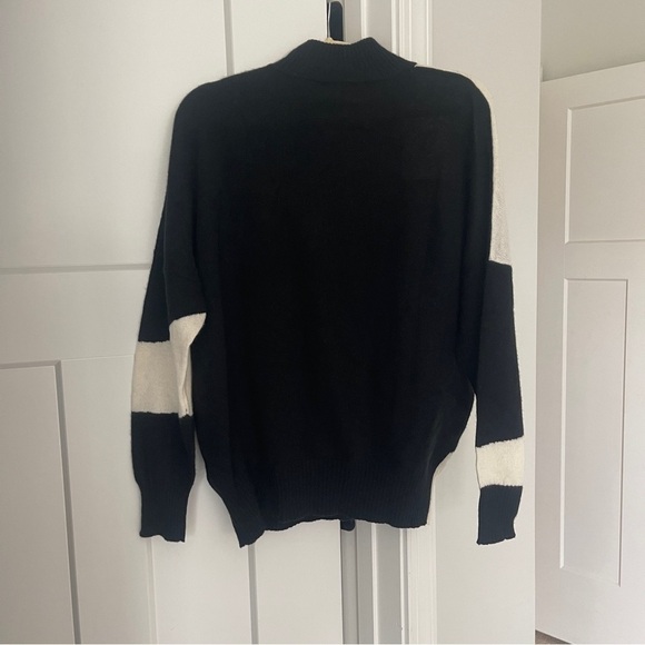 NWT Edinburgh Knitwear Black White Turtleneck Sweater cashmere - Picture 4 of 4